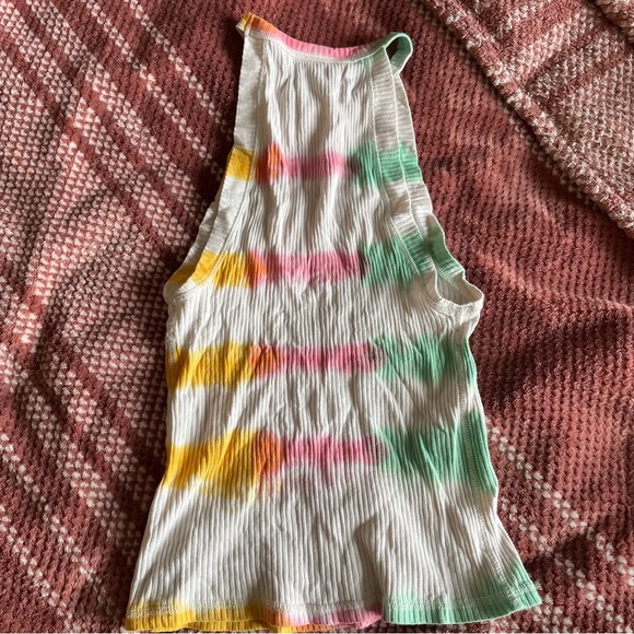 FREE PEOPLE - WE THE FREE - High Neck Tie-dye Rainbow Tank Top Shirt Camisole - Picture 2 of 8